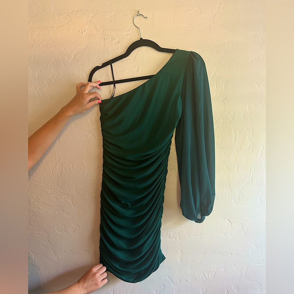 Emerald Green One Shouldered BodyCon Dress